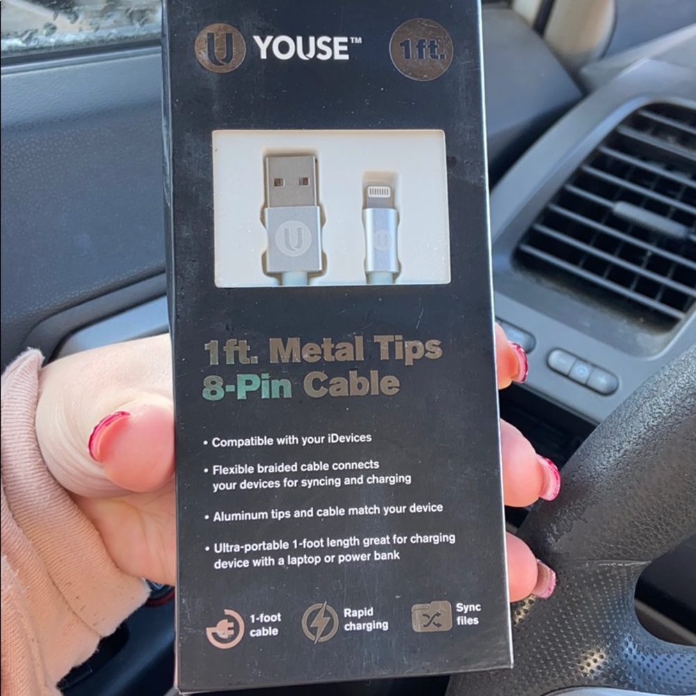 1ft metal tip 8-pin cable